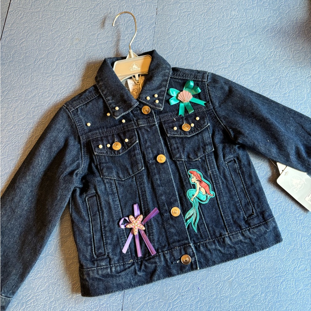 Disney Store Girls Little Mermaid Ariel Denim Jacket 3